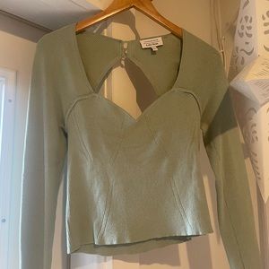 Sage green & Other Stories bustier-style wide neck top